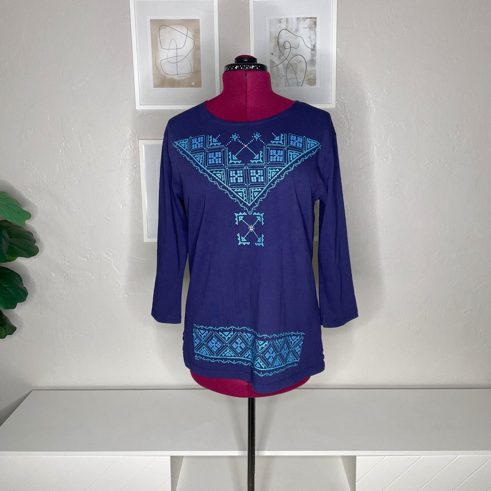 Sabaku Artwear Top Womens Medium Purple Southwest Horse Graphic Cotton USA